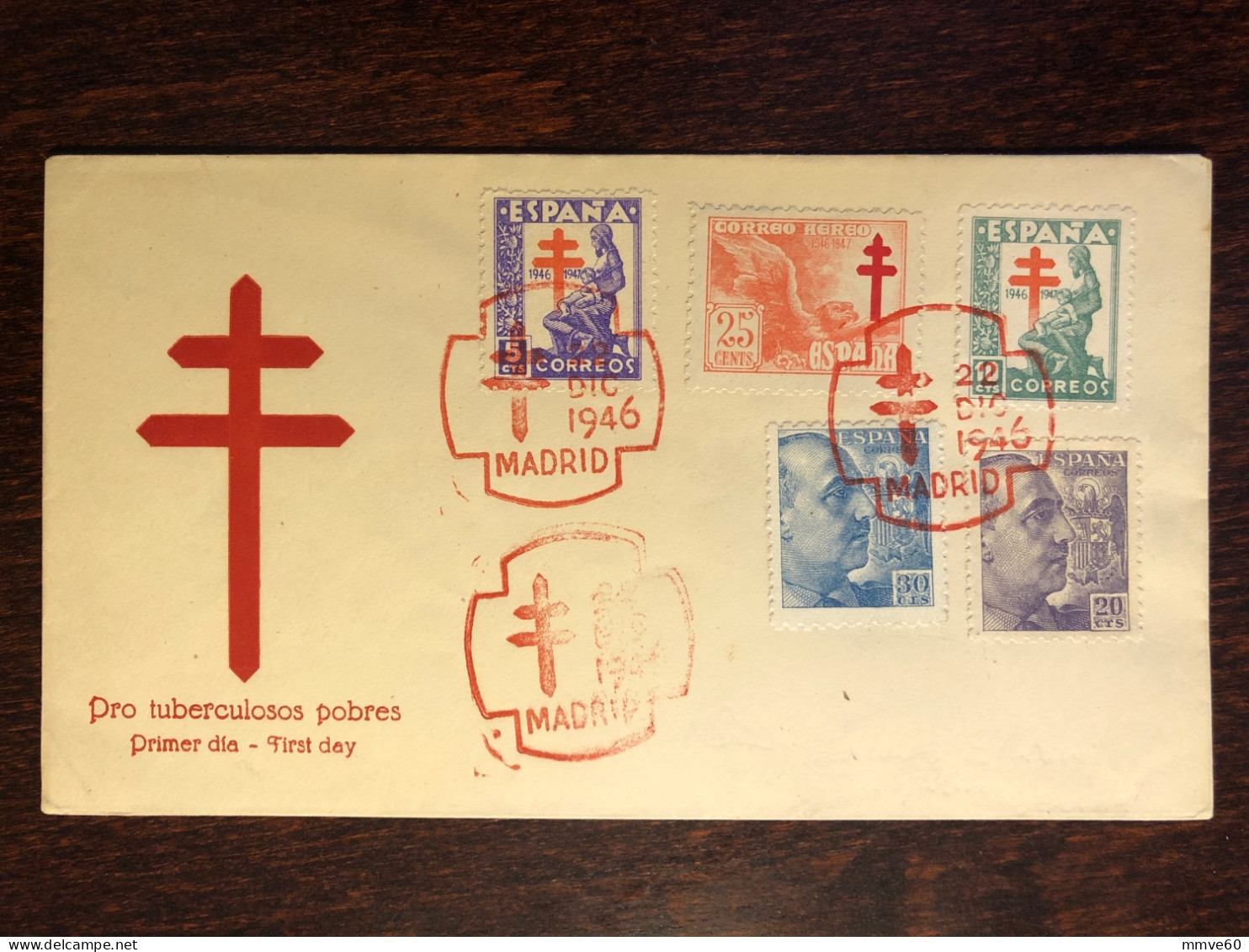 SPAIN FDC COVER 1946 YEAR TUBERCULOSIS TBC HEALTH MEDICINE STAMPS - FDC