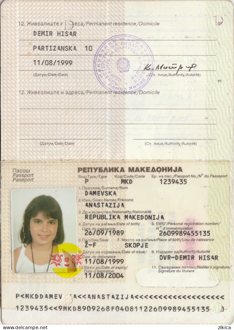 Passeport,passport, Pasaporte, Reisepass,Republic Of Macedonia,visas - Historical Documents