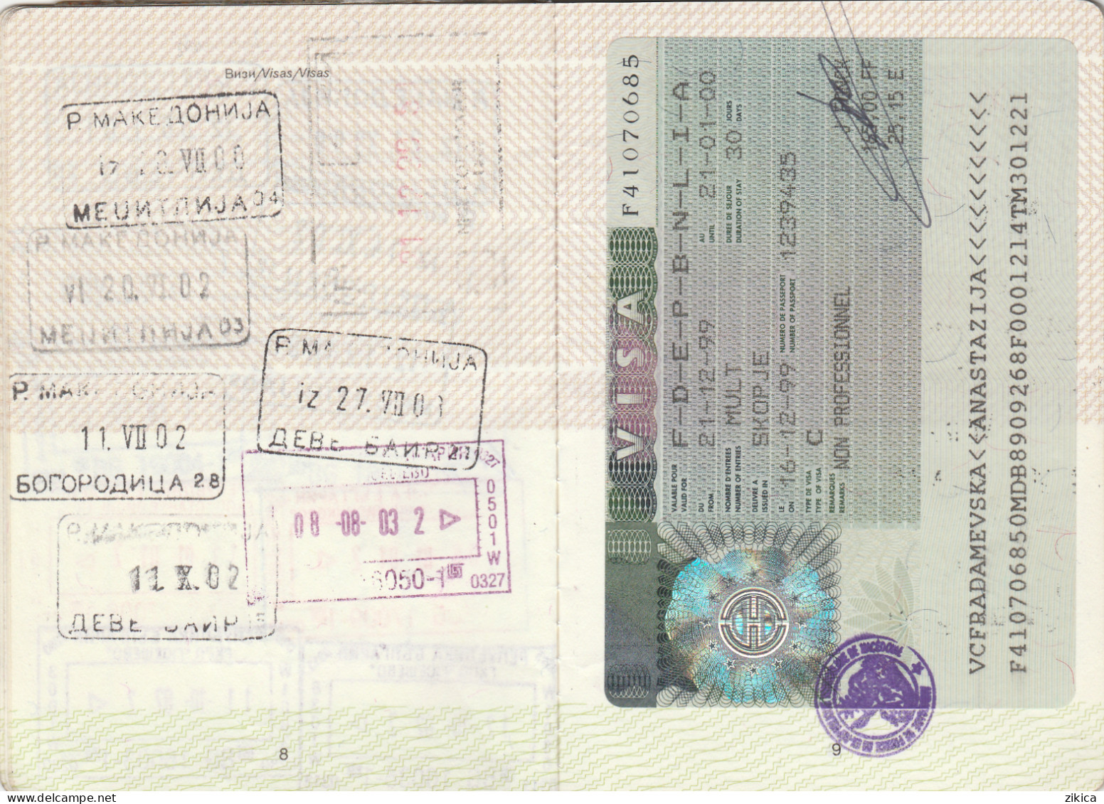 Passeport,passport, Pasaporte, Reisepass,Republic Of Macedonia,visas - Documents Historiques