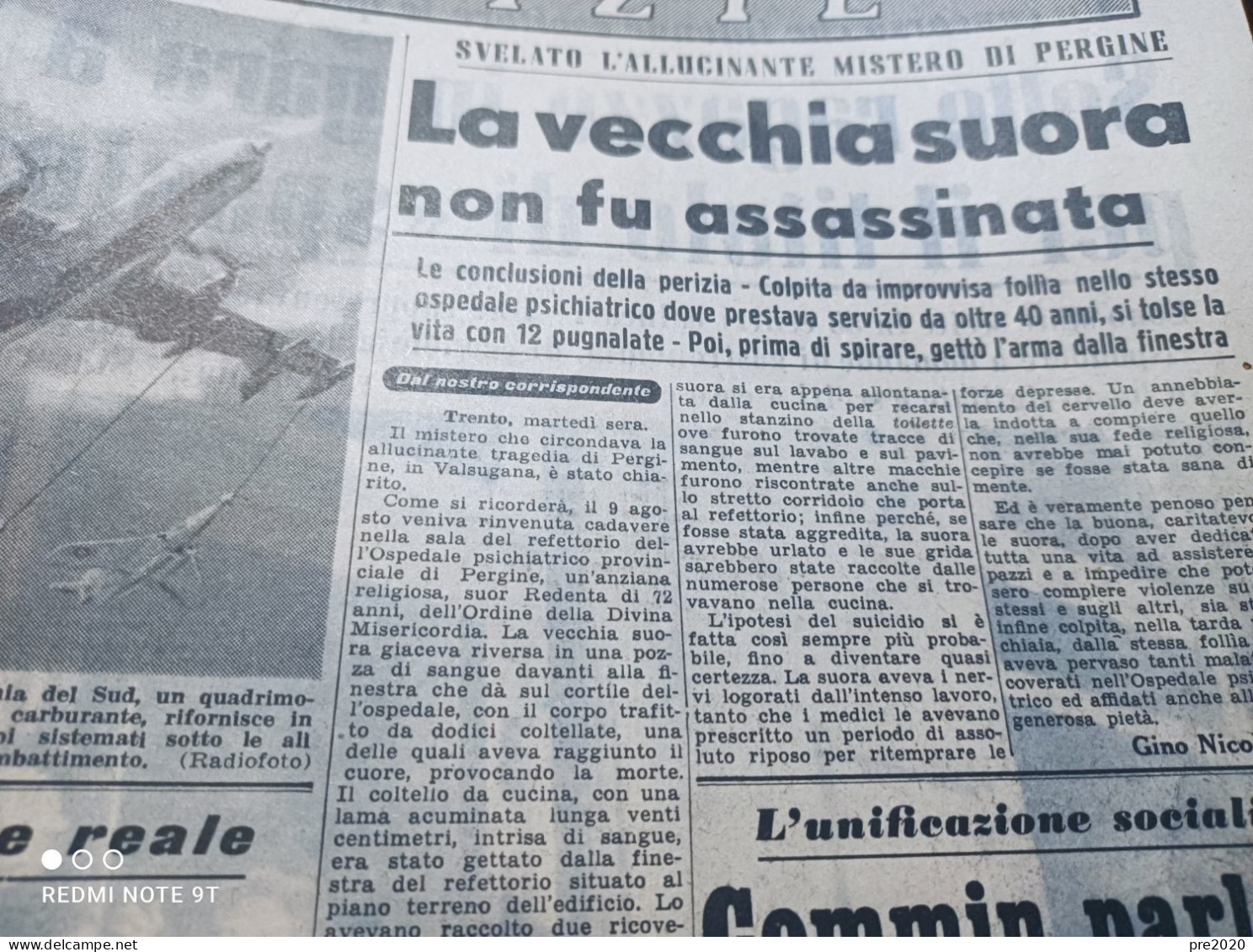 STAMPA SERA  11/9/1956 ERMINIO MACARIO COMICO PERGINE VALSUGANA - Altri & Non Classificati