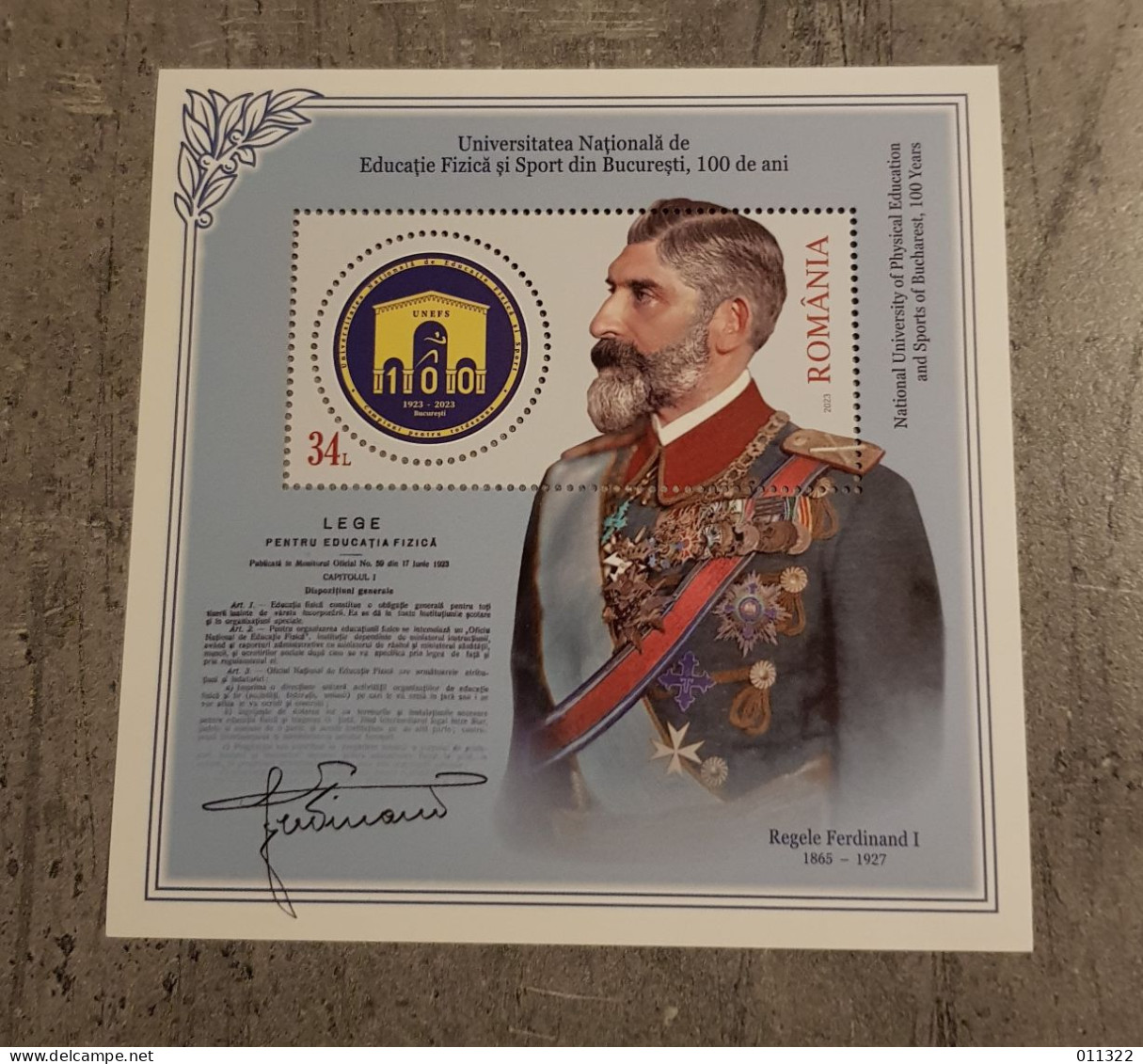 ROMANIA KING FERDINAND I MINIATURE SHEET MNH - Unused Stamps