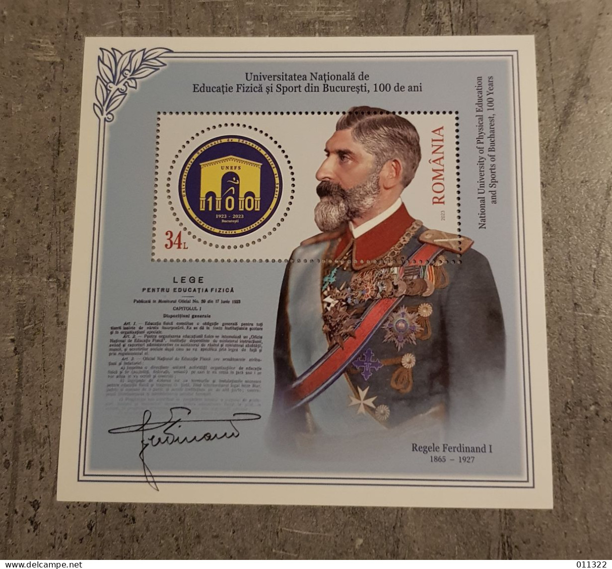 ROMANIA KING FERDINAND I MINIATURE SHEET MNH - Neufs