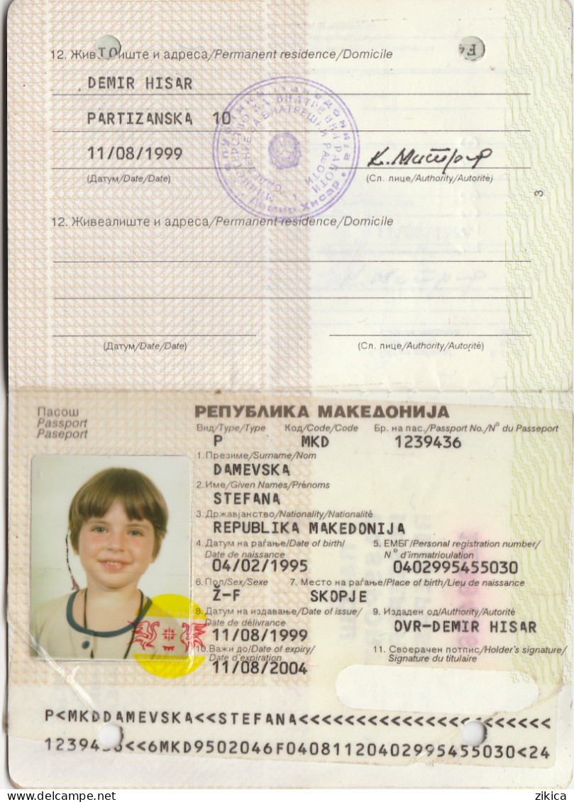 Passeport,passport, Pasaporte, Reisepass,Republic Of Macedonia,visas - Historical Documents