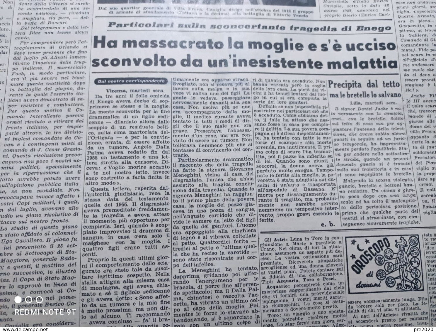 STAMPA SERA  28/10/1958 CIMINA’ MONCALIERI ENEGO - Altri & Non Classificati