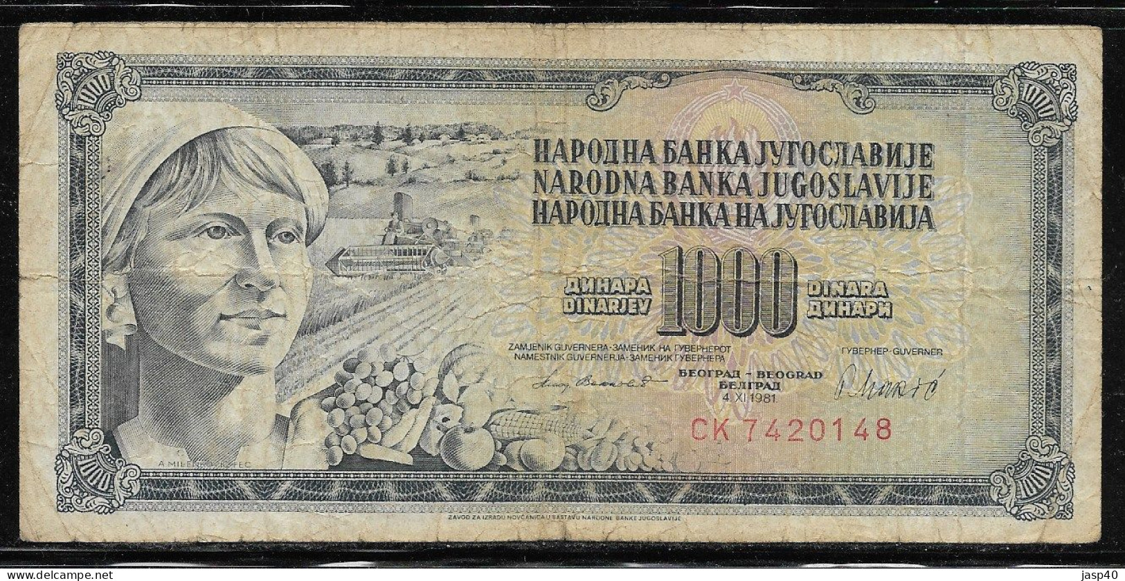 YUGUSLAVIA - 1000 DINARES DE 1981 - Yugoslavia