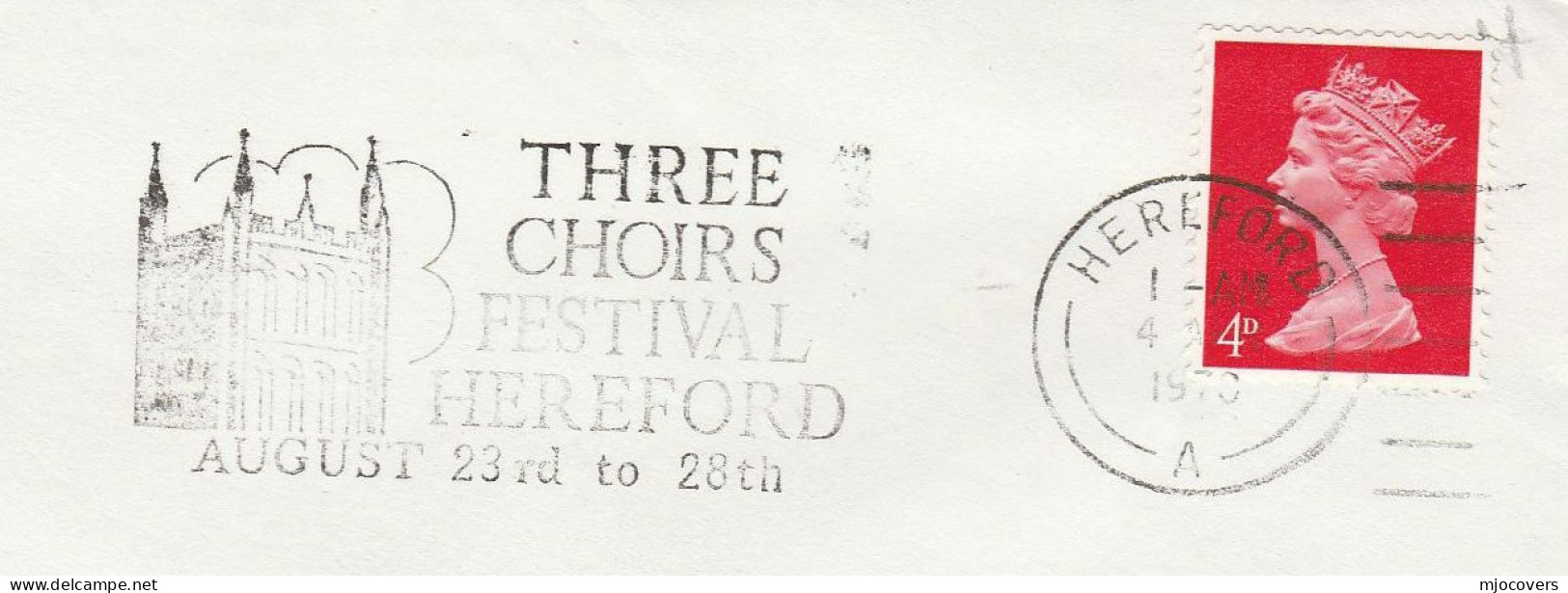 Religion Music 1970 Cover Slogan HEREFORD THREE CHOIRS FESTIVAL Illus Cathedral   Gb Stamps Religion Church - Briefe U. Dokumente