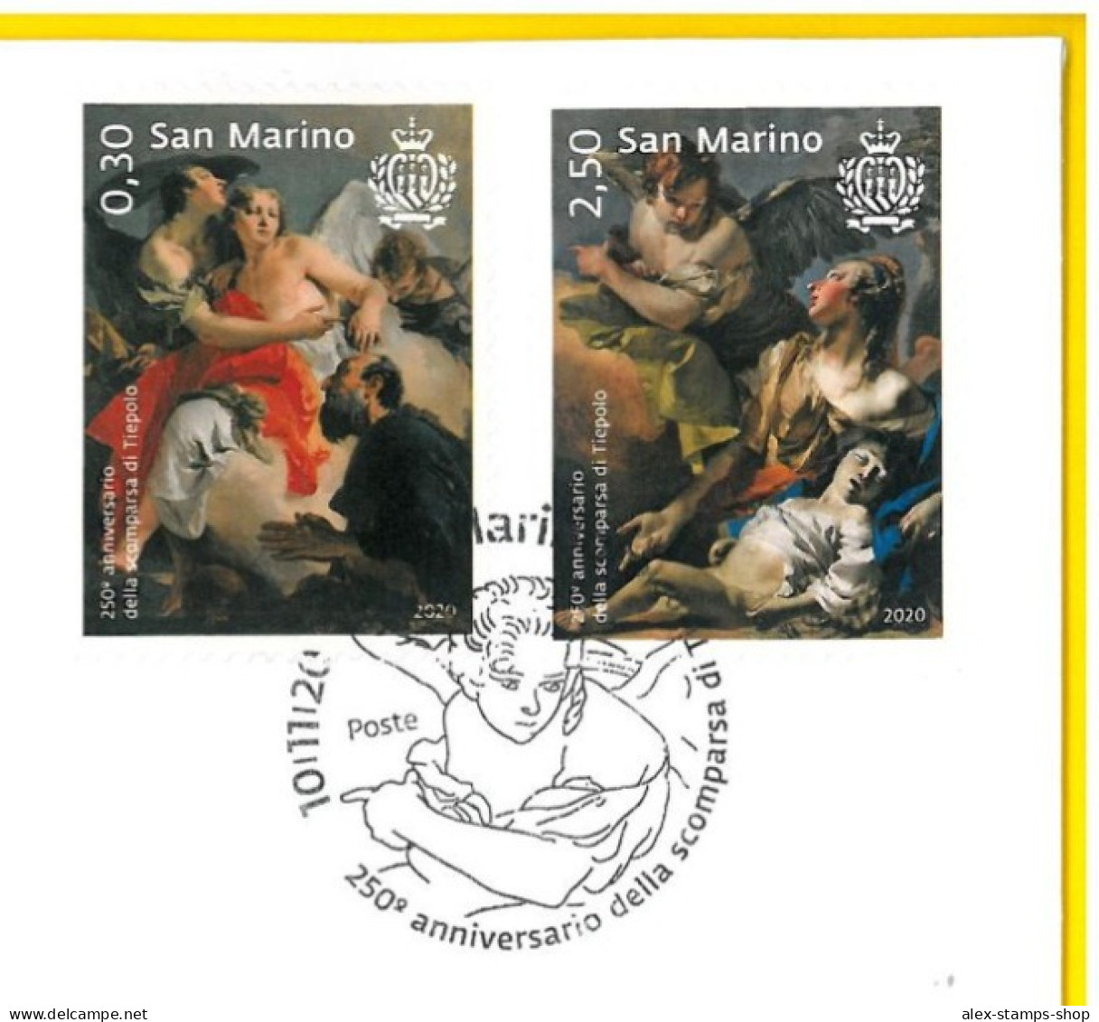 SAN MARINO 2020 FDC 250° Anniversary GIAMBATTISTA TIEPOLO Pittore FIRST DAY - FDC