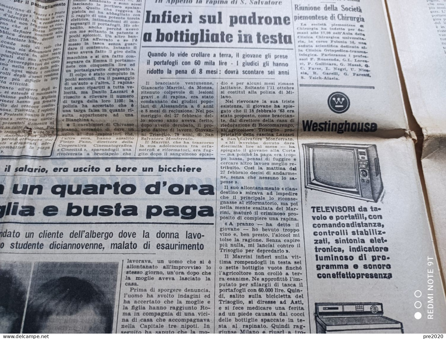 STAMPA SERA  9/6/1964 SAN SALVATORE MONFERRATO NOTO SIRACUSA MARIA CALLAS BOLOGNA SCUDETTO CALCIO - Other & Unclassified