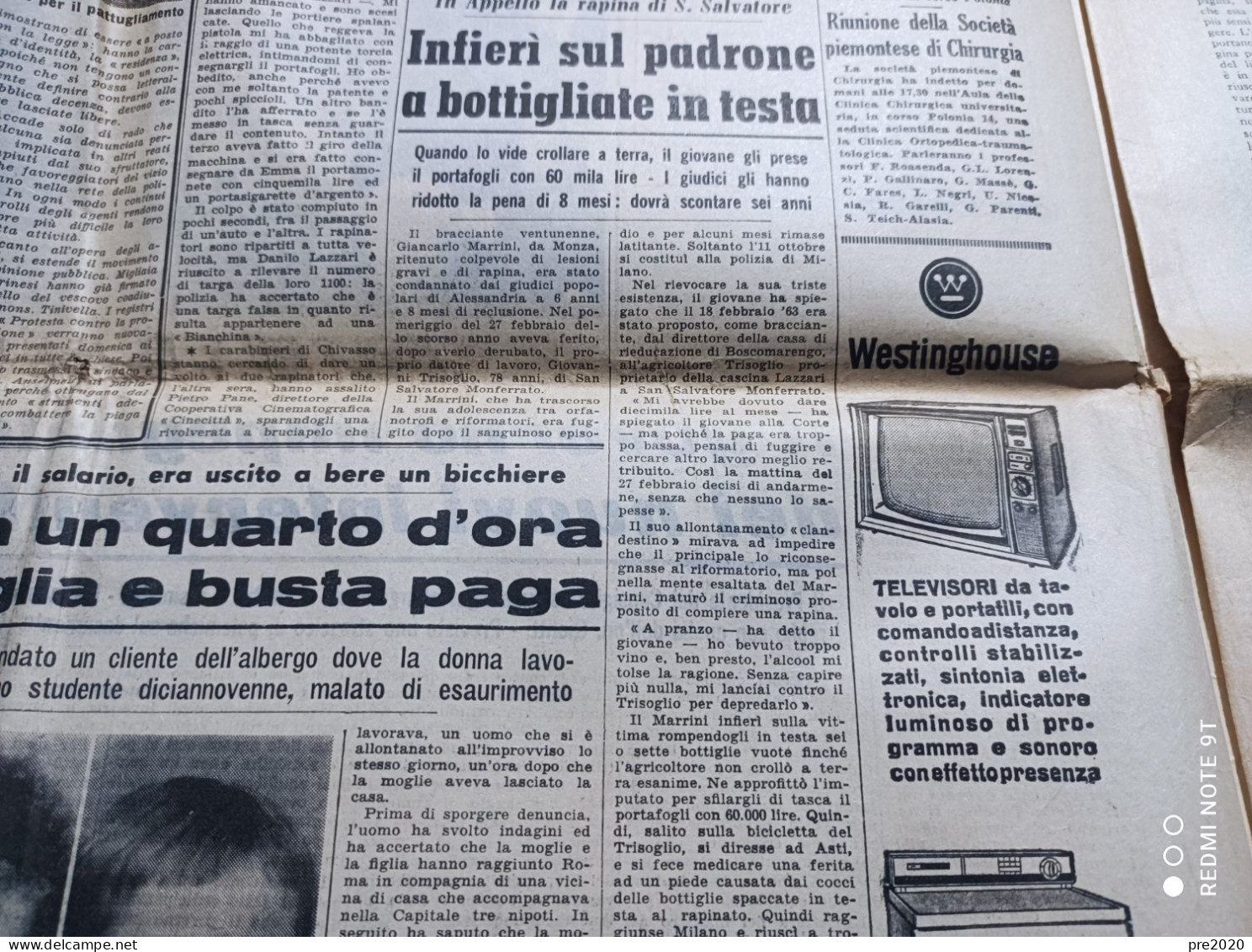 STAMPA SERA  9/6/1964 SAN SALVATORE MONFERRATO NOTO SIRACUSA MARIA CALLAS BOLOGNA SCUDETTO CALCIO - Andere & Zonder Classificatie