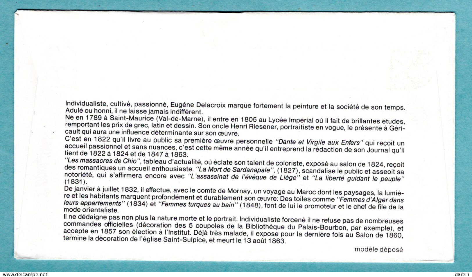 FDC France 1982 - Liberté De Gandon (d'Eugène Delacroix)  2 F Vert YT 2188 - 2,30 F Bleu YT 2189 - 5 F  Bleu YT 2190 - 1980-1989