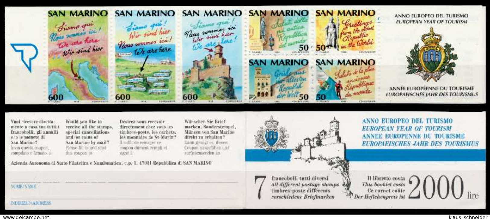 SAN MARINO MARKENHEFTCHEN Nr MH 2 Postfrisch X93D7C2 - Postzegelboekjes