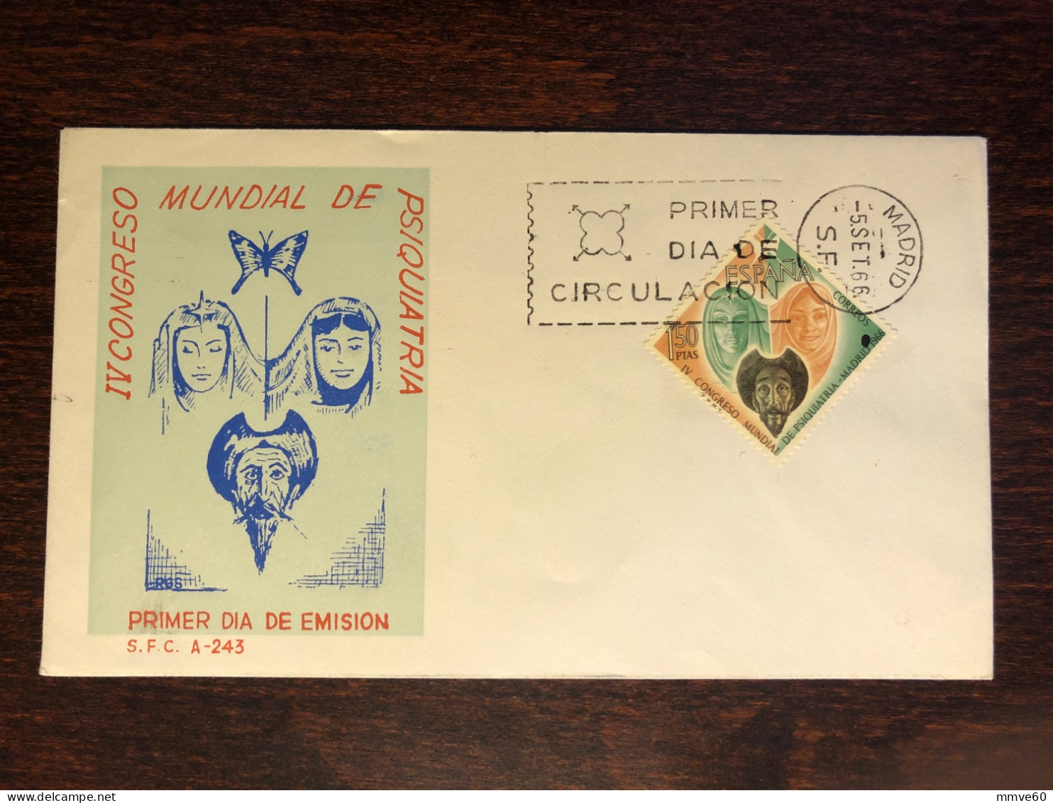 SPAIN FDC COVER 1966 YEAR PSYCHIATRY MENTAL HEALTH MEDICINE STAMPS - FDC