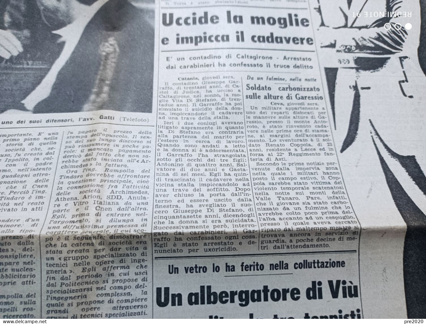 STAMPA SERA  25/6/1964 CASTEL DI JUDICA CALTAGIRONE VIU’ CANDIA CANAVESE DESANA VERCELLI DOLCEDO - Other & Unclassified
