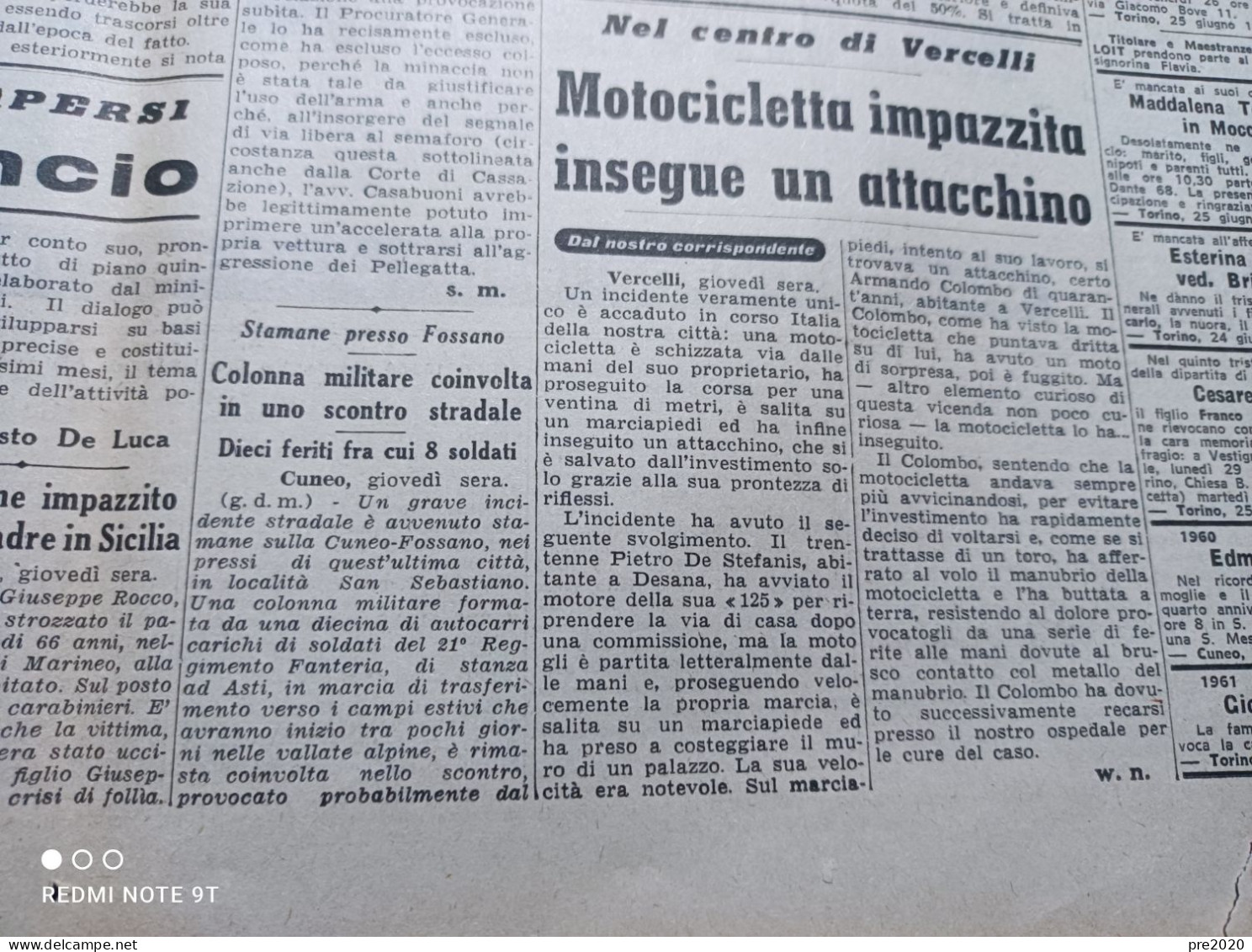 STAMPA SERA  25/6/1964 CASTEL DI JUDICA CALTAGIRONE VIU’ CANDIA CANAVESE DESANA VERCELLI DOLCEDO - Other & Unclassified