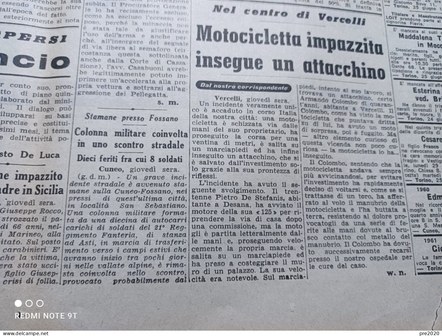 STAMPA SERA  25/6/1964 CASTEL DI JUDICA CALTAGIRONE VIU’ CANDIA CANAVESE DESANA VERCELLI DOLCEDO - Sonstige & Ohne Zuordnung