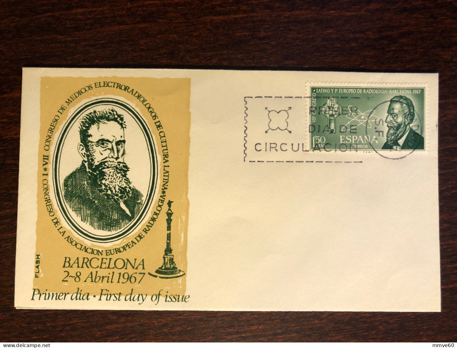 SPAIN FDC COVER 1967 YEAR RONTGEN RADIOLOGY X-RAY HEALTH MEDICINE STAMPS - FDC