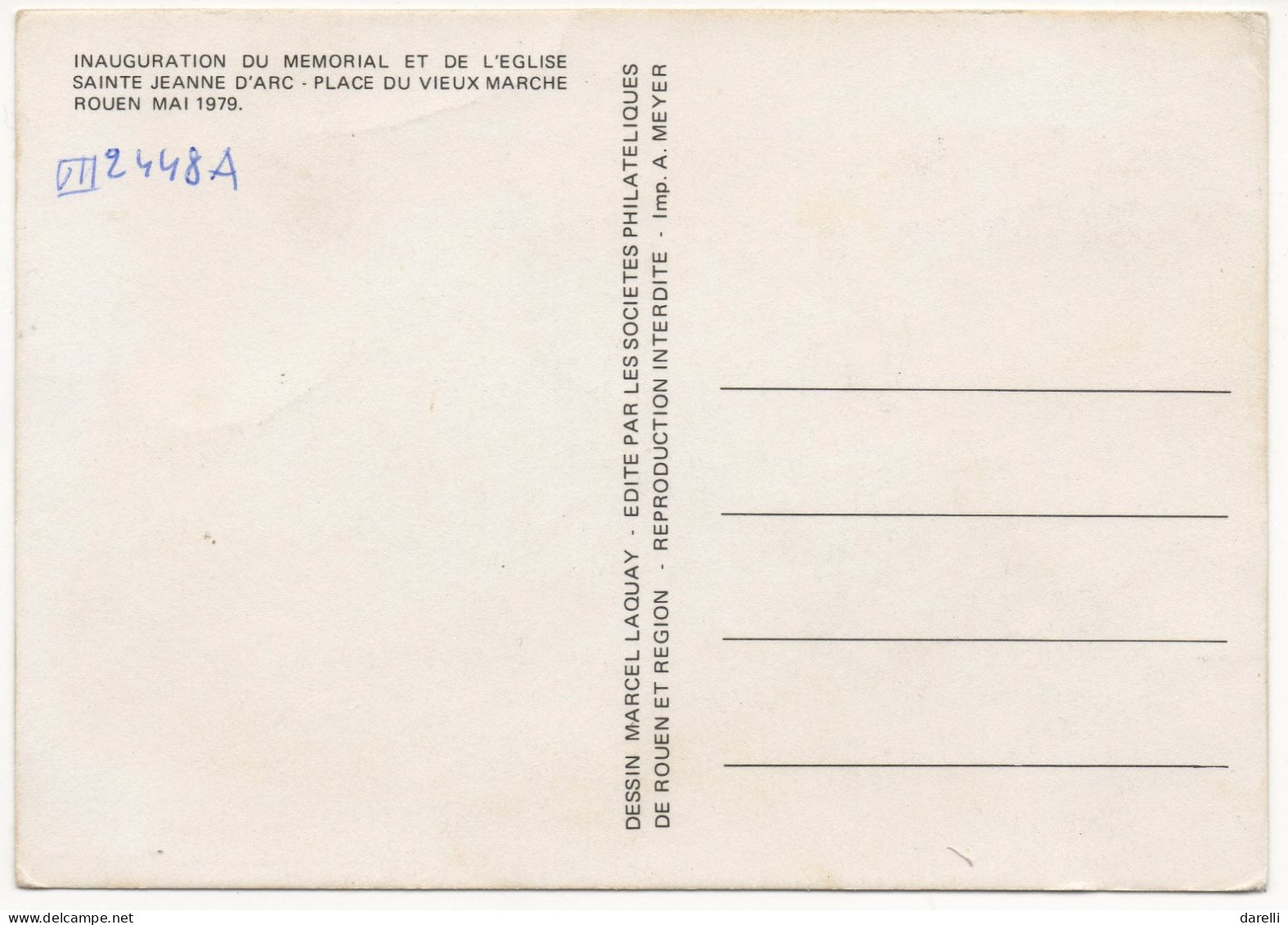 Carte Maximum 1979 -  Hommage à Jeanne D'Arc - YT 2051 - 76 Rouen - 1970-1979