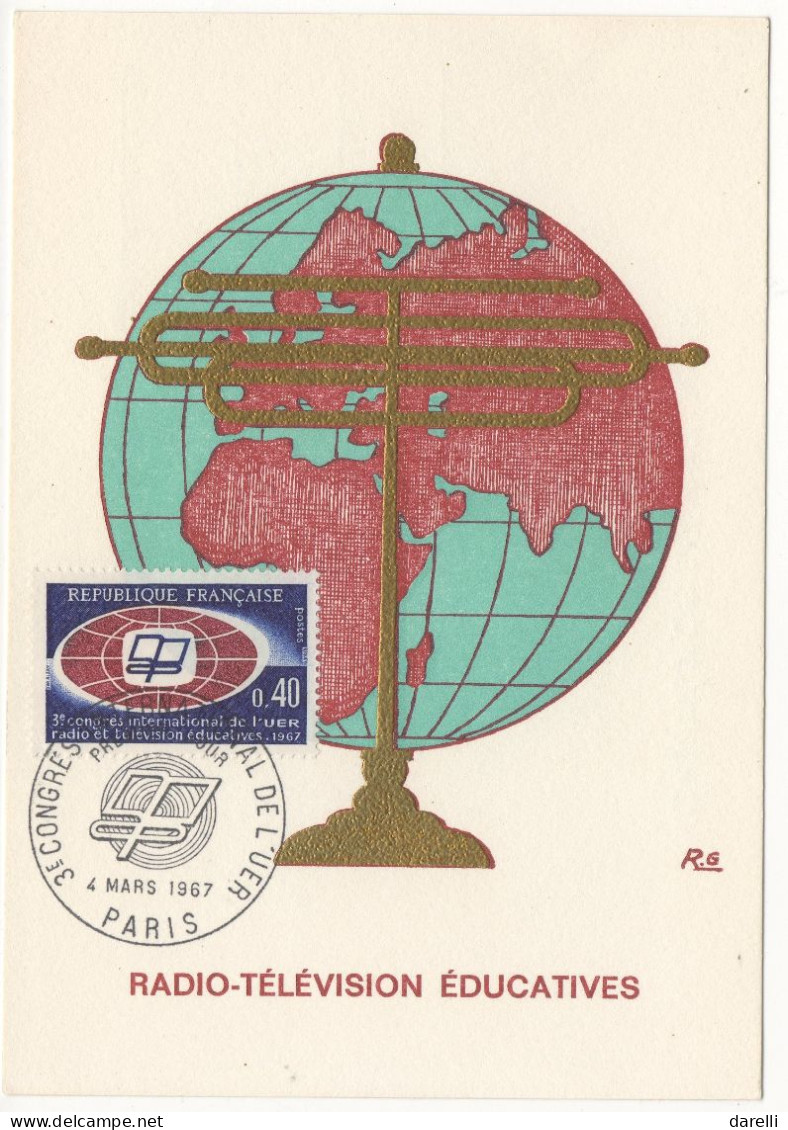 Carte Maximum France 1967 - Radio -Télévision Éducatives  3ème Congrès International De L'UER YT 1515 - Paris - 1960-1969