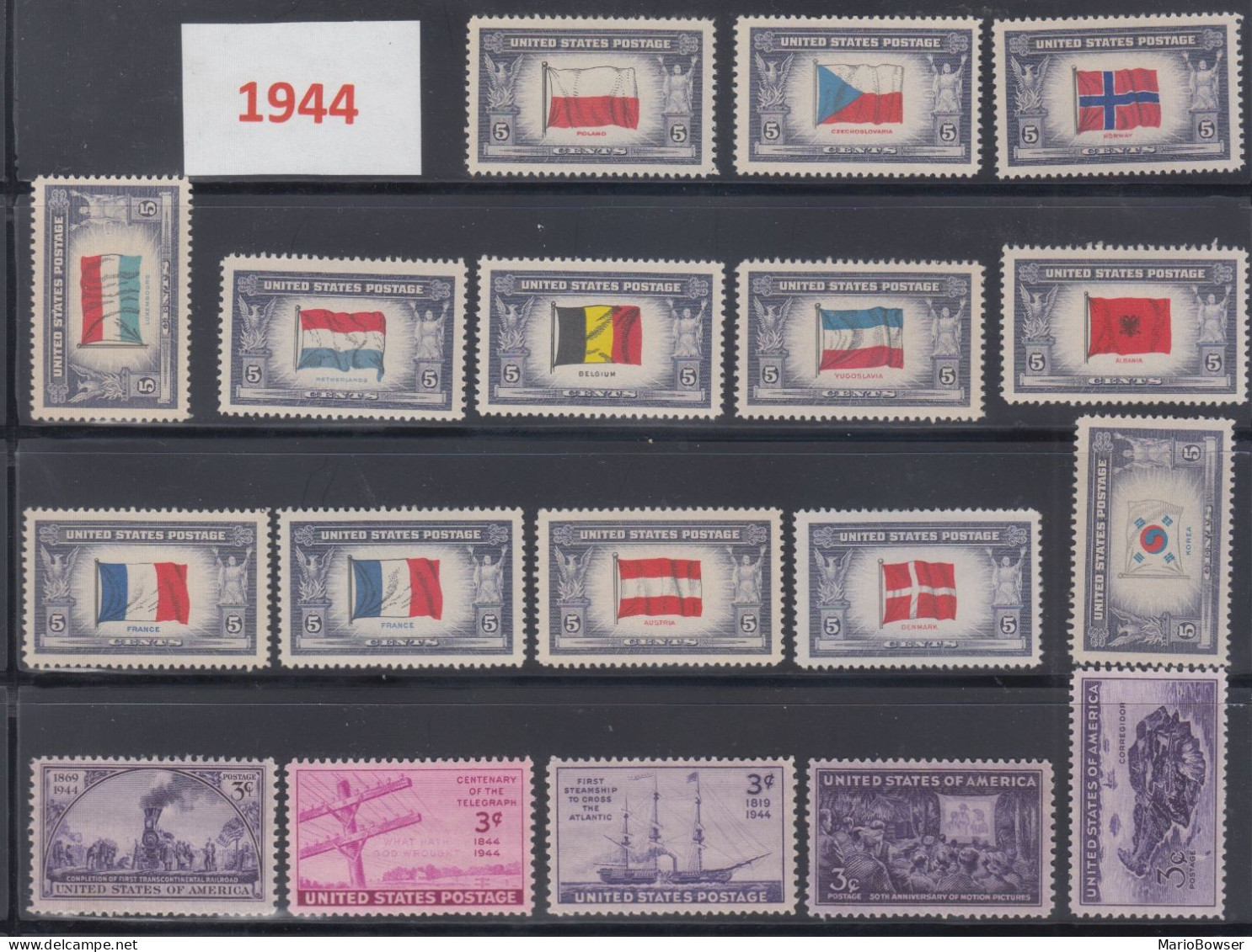 USA 1944 Full Year Commemorative MNH Stamps Set SC# 909-926 With 18 Stamps - Annate Complete