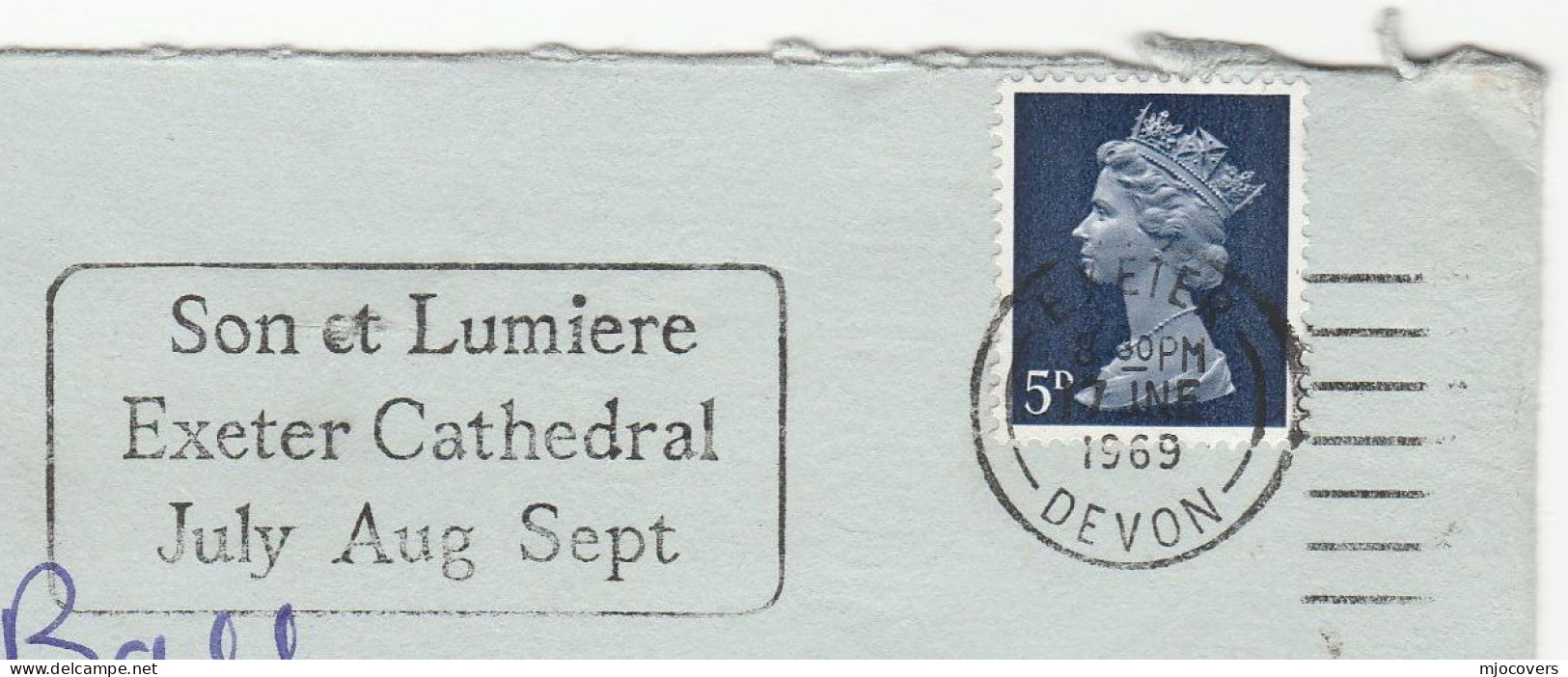 1969 Cover EXETER CATHEDRAL  SON ET LUMIERE SLOGAN  Gb Stamps Religion - Briefe U. Dokumente