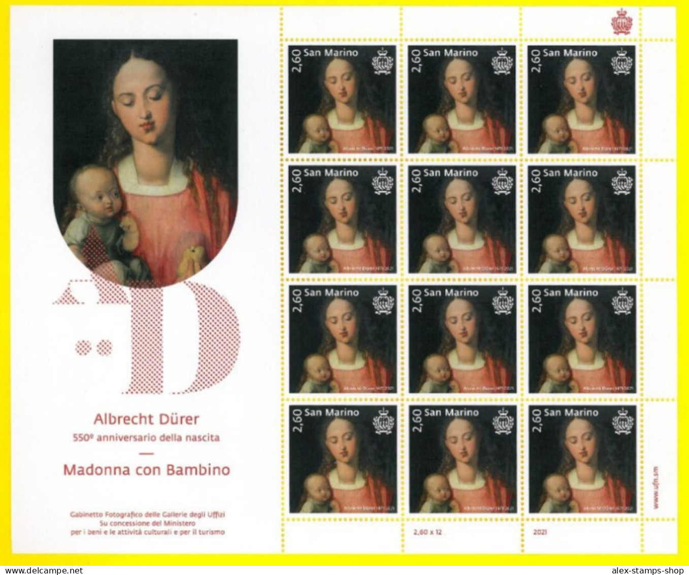 SAN MARINO 2021 550° Anniversary Born Albert Durer - New Sheet - Pittore - Blokken & Velletjes