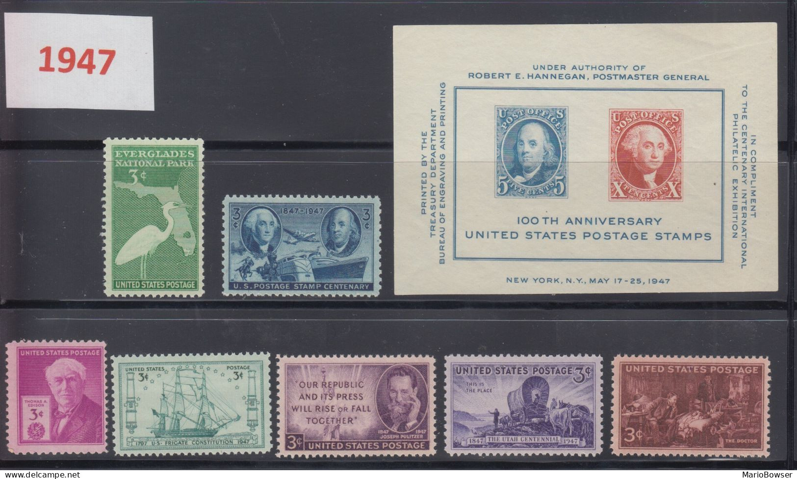 USA 1947 Full Year Commemorative MNH Stamps Set SC# 945-952 W. Stamps And Block - Años Completos