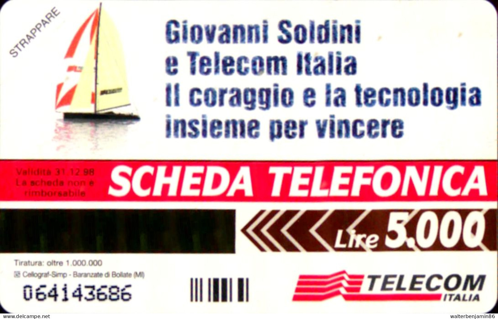 G 547 C&C 2604 SCHEDA TELEFONICA NUOVA MAGNETIZZATA GIOVANNI SOLDINI - Public Special Or Commemorative