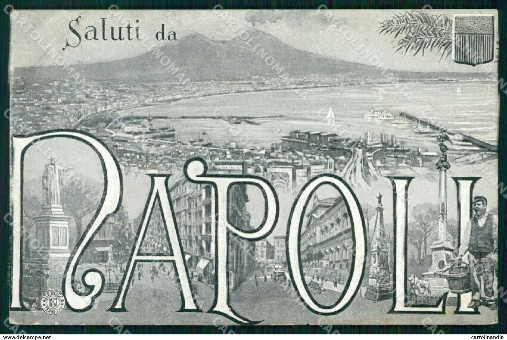 Napoli Città Saluti Da Vesuvio Monumenti Alterocca 187 Cartolina MX5934 - Napoli (Neapel)