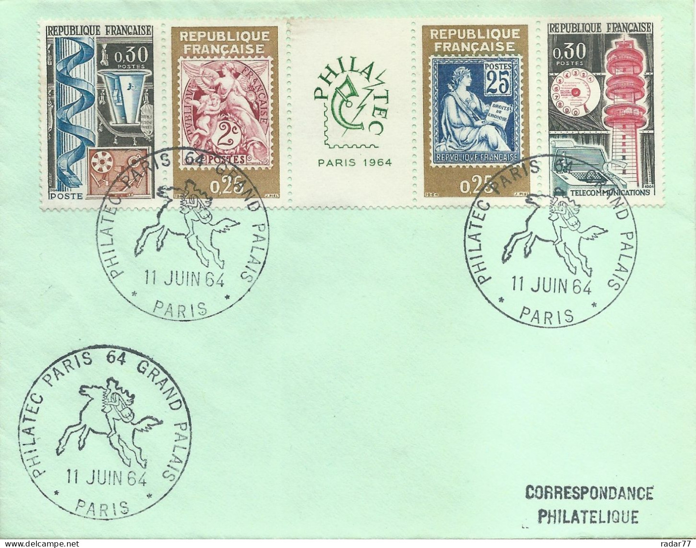 Enveloppe Avec Cachet Commémoratif Philatec Paris 64 Grand Palais - 11/06/1964 - Gedenkstempels