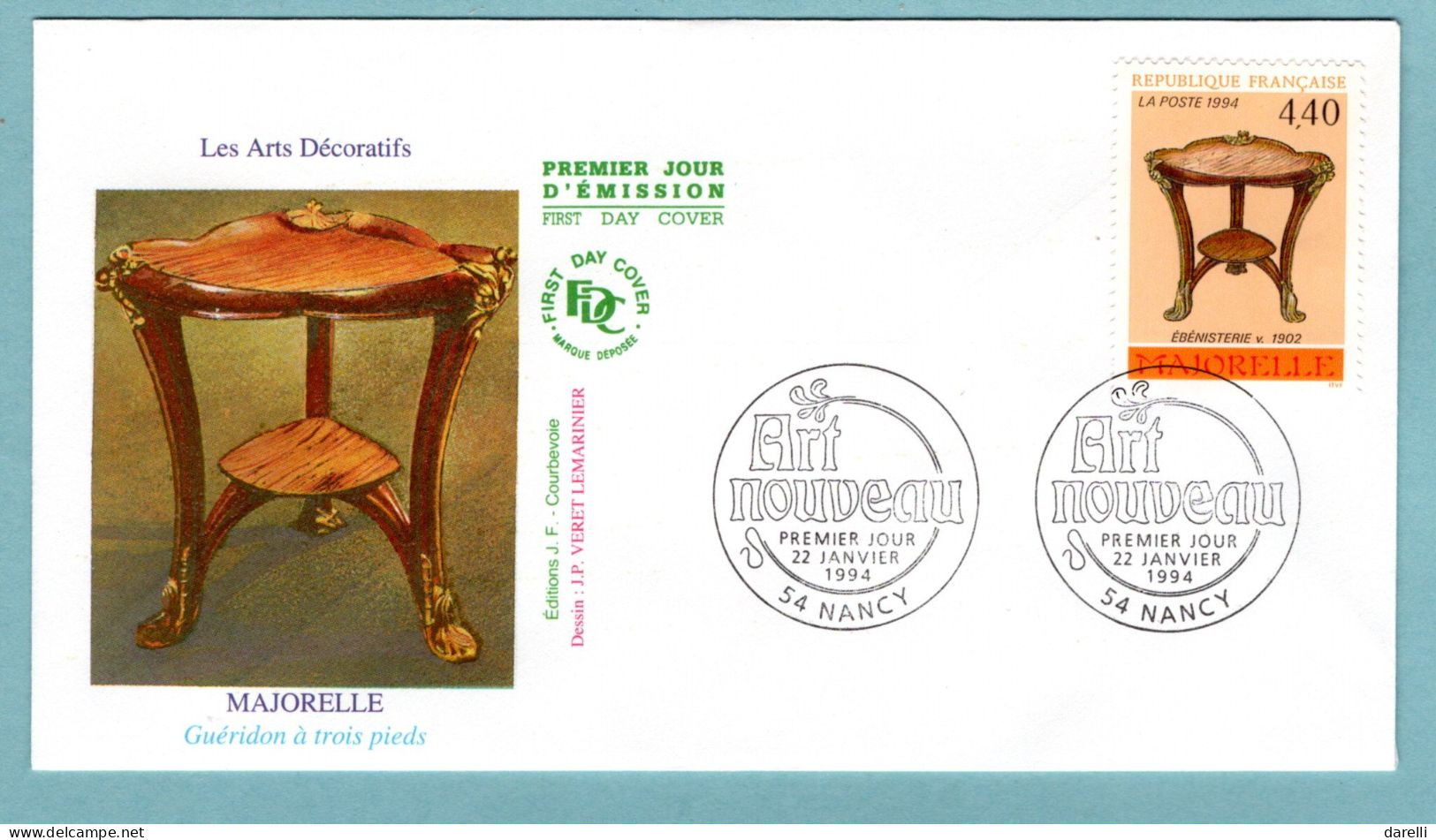 FDC France 1994 - Arts Décoratifs - Ébénisterie De Majorelle - YT 2856 - 54 Nancy - 1990-1999
