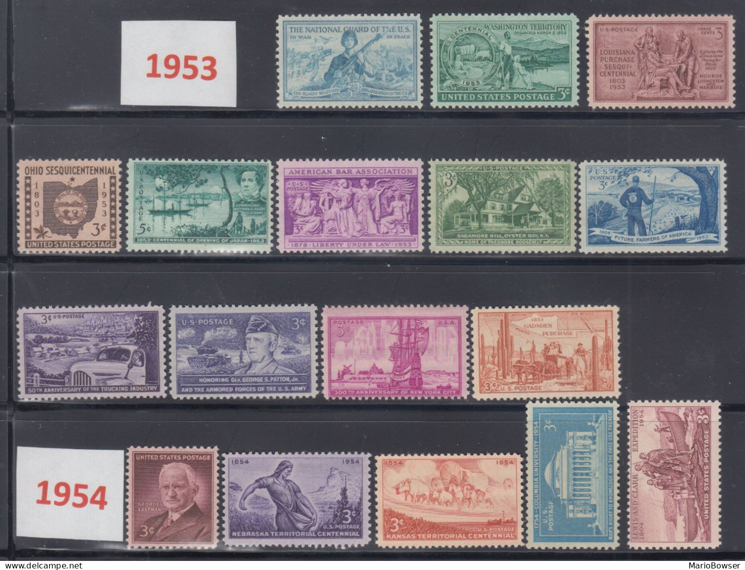 USA 1953-54 Full Year Commemorative MNH Stamps Set With 17 Stamps - Años Completos