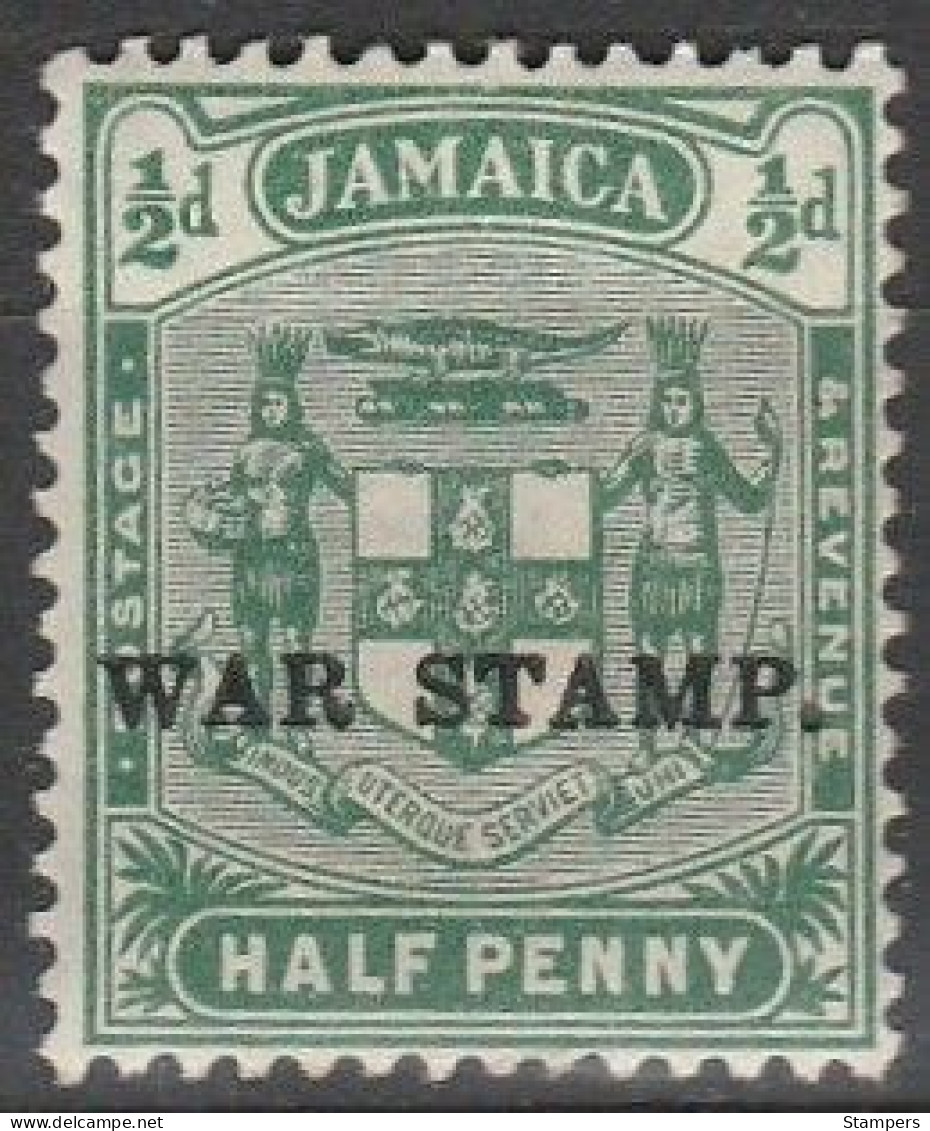 .1916 Jamaica 1/2d Definitive O/W WAR STAMP SG 68 U/Mint - Giamaica (...-1961)