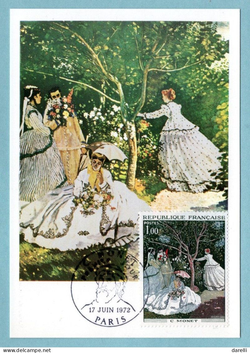 Carte Maximum 1972 - Monet - Femmes Au Jardin - YT 1703 - Paris - 1970-1979