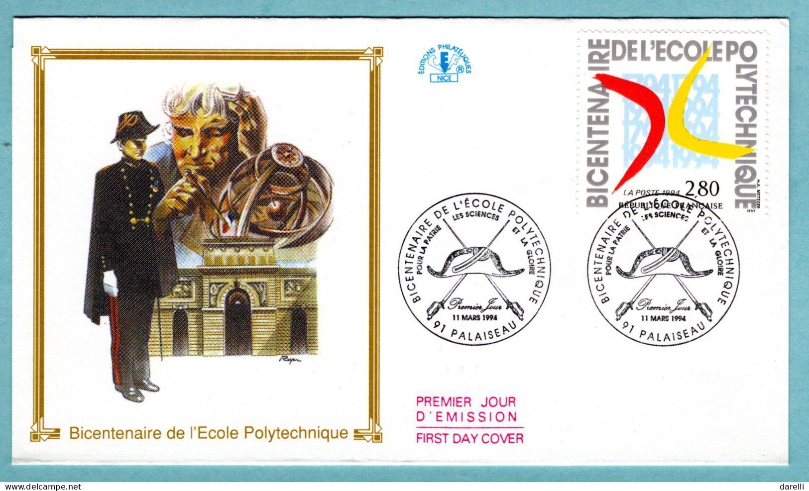 FDC France 1994 - Bicentenaire De L'école Polytechnique YT 2862 - 91 Palaiseau - 1990-1999