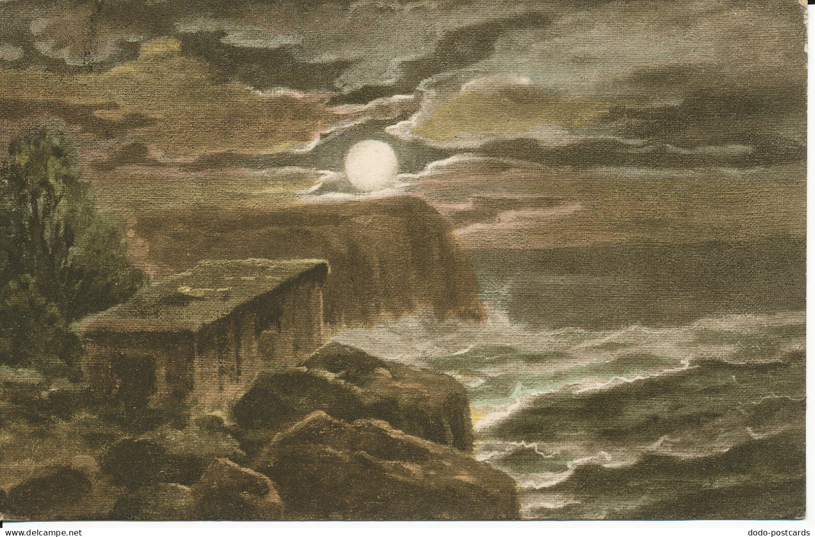 PC44158 Old Postcard. Moonlight And Rough Sea. Carlton. No 1021. 1913 - Mundo