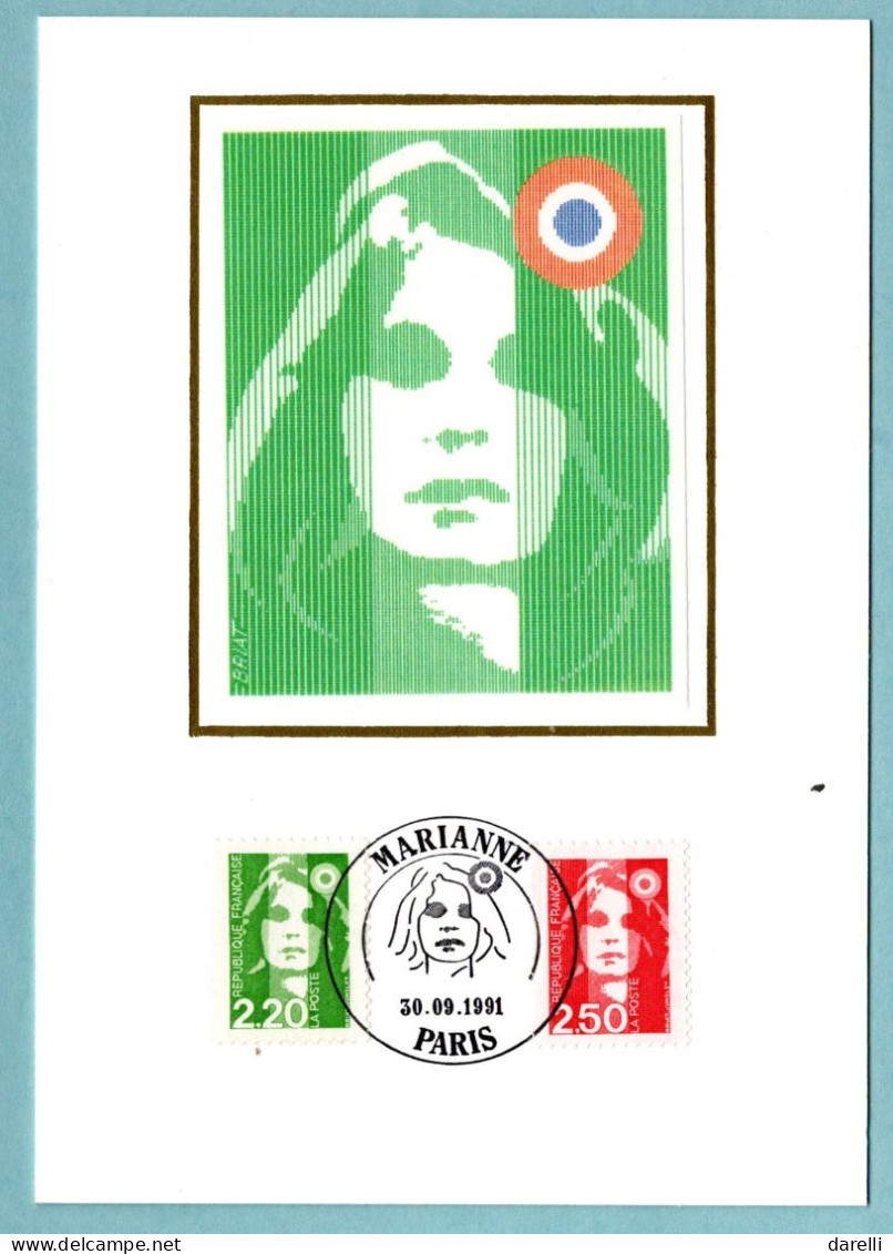Carte Maximum 1991 - Marianne Du Bicentenaire (Briat) - 2,20 F Vert Et 2,50 F Rouge - YT 2714 Et 2715 - Paris - 1990-1999