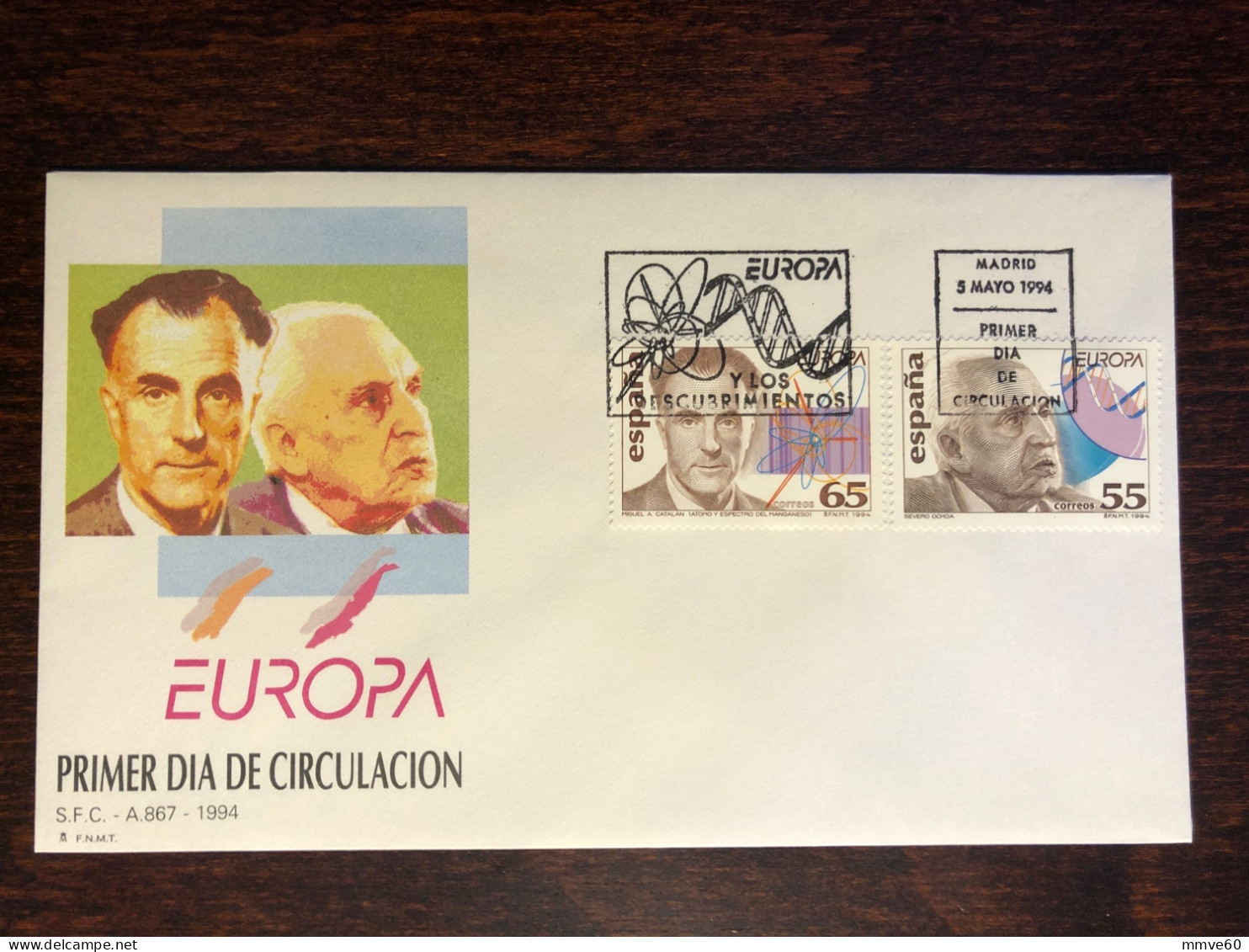 SPAIN FDC COVER 1994 YEAR DOCTOR OCHOA GENETK HEALTH MEDICINE STAMPS - FDC