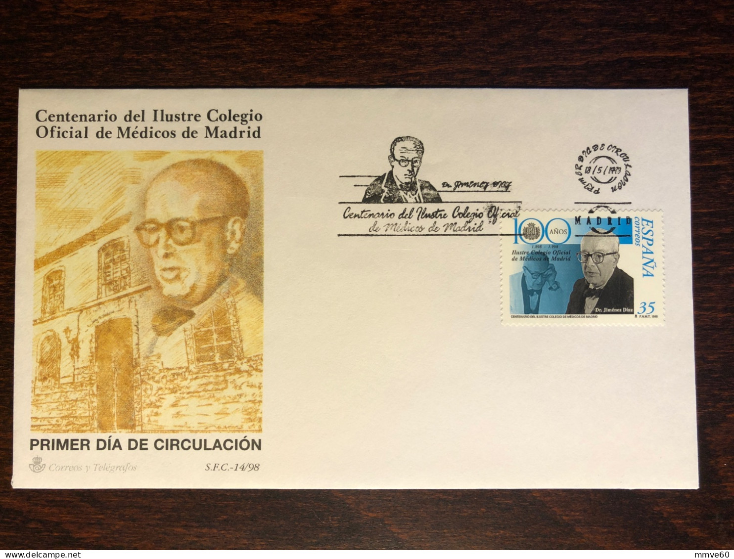 SPAIN FDC COVER 1998 YEAR DOCTOR DÍAZ HEALTH MEDICINE STAMPS - FDC