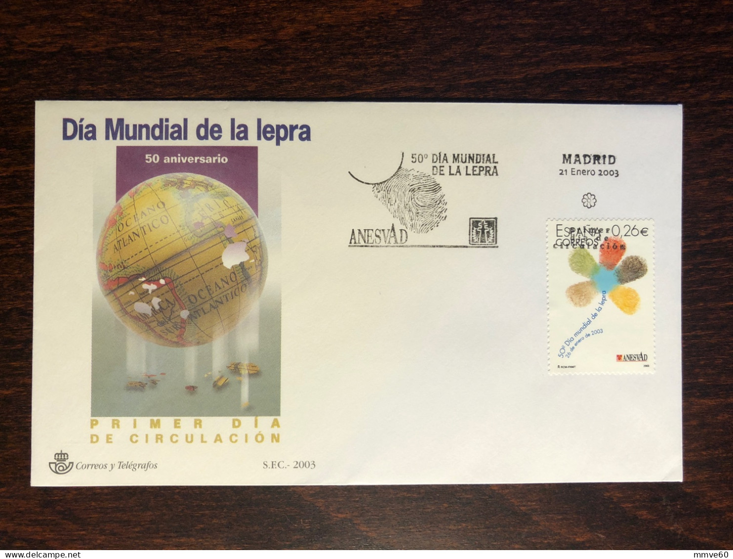 SPAIN FDC COVER 2003 YEAR LEPROSY LEPRA HEALTH MEDICINE STAMPS - FDC