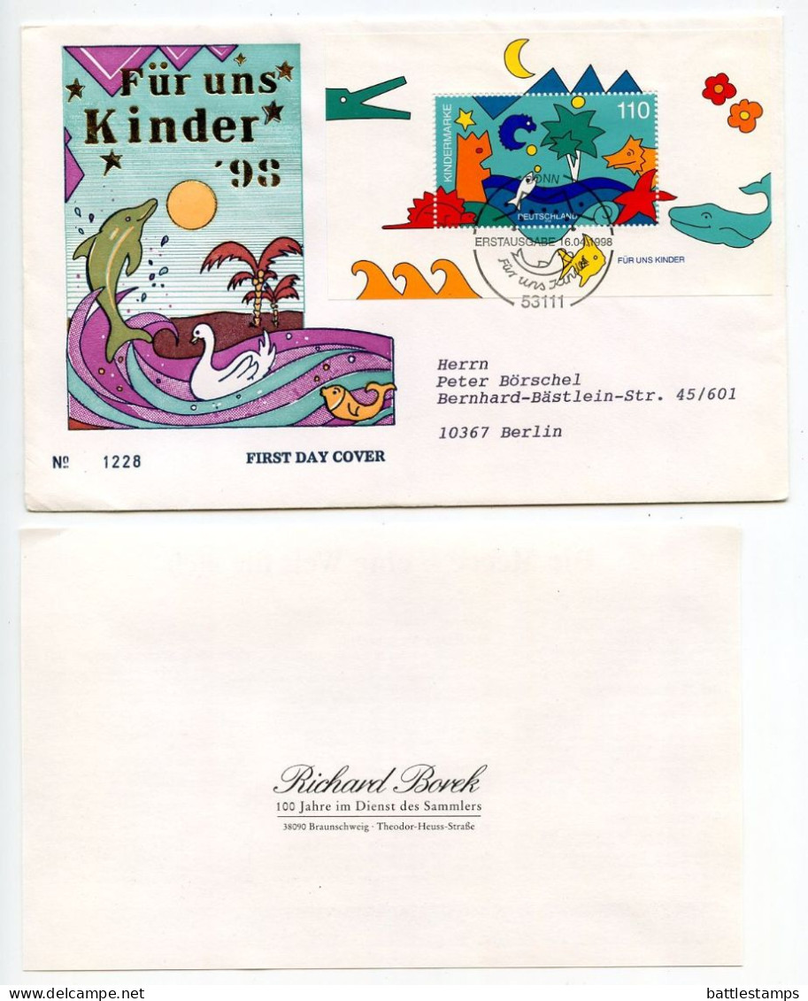 Germany 1998 FDC Scott 2000 S/S For The Children, Kindermarke - 1991-2000