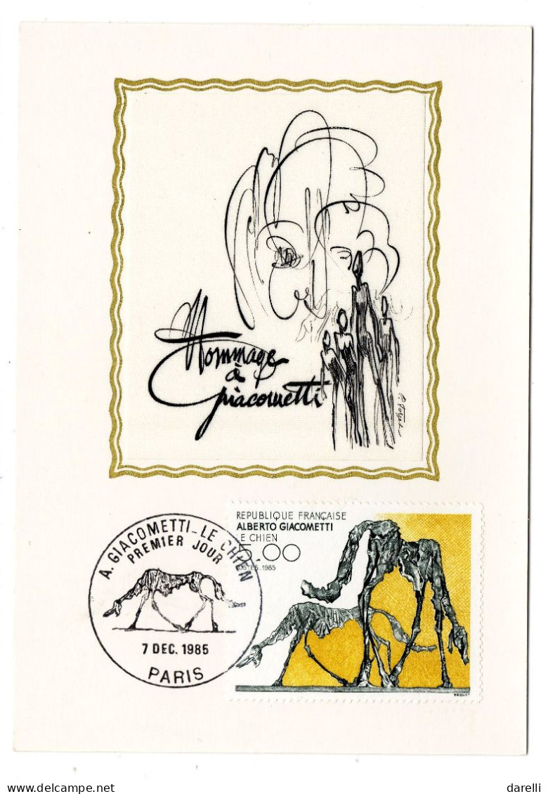 Carte Maximum 1985 - Alberto Giacometti - Le Chien - YT 2383 - Paris - 1980-1989