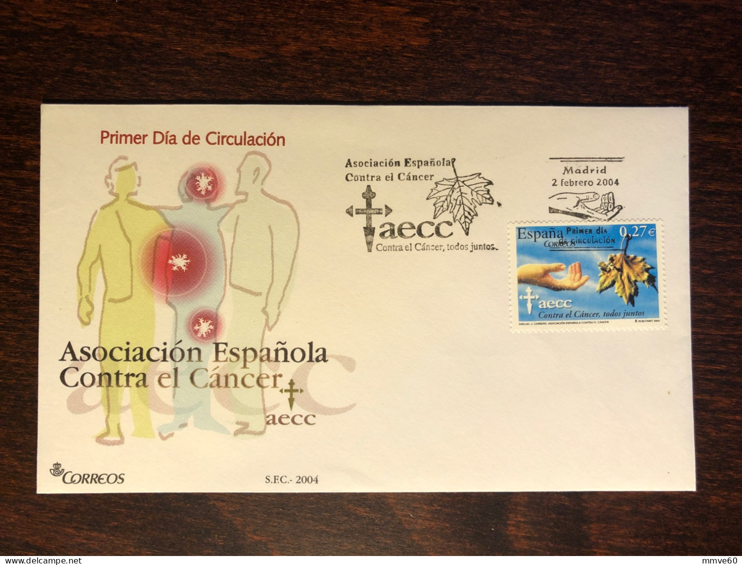 SPAIN FDC COVER 2004 YEAR CANCER ONCOLOGY HEALTH MEDICINE STAMPS - FDC