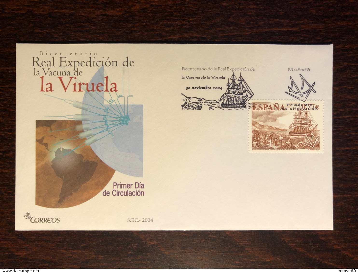 SPAIN FDC COVER 2004 YEAR SMALLPOX VARIOLE VACCINATION HEALTH MEDICINE STAMPS - FDC