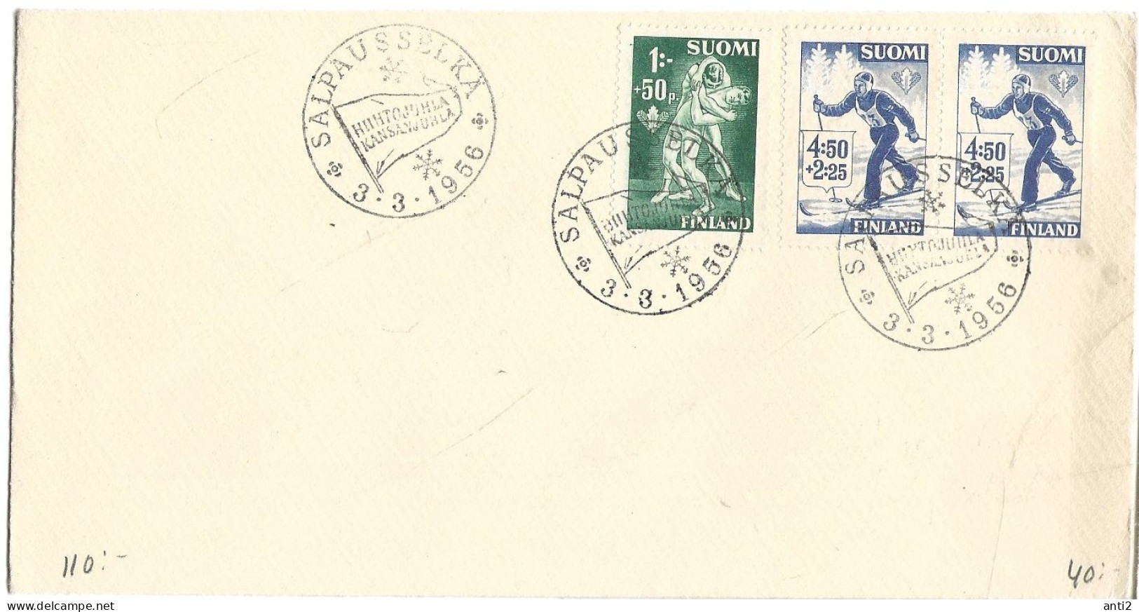 Finland   1956   Saksan Teollisuusnayttely   Cancelled On 3.3.56 On 286 And 289 X 2   Skalpausselkä - Cartas & Documentos