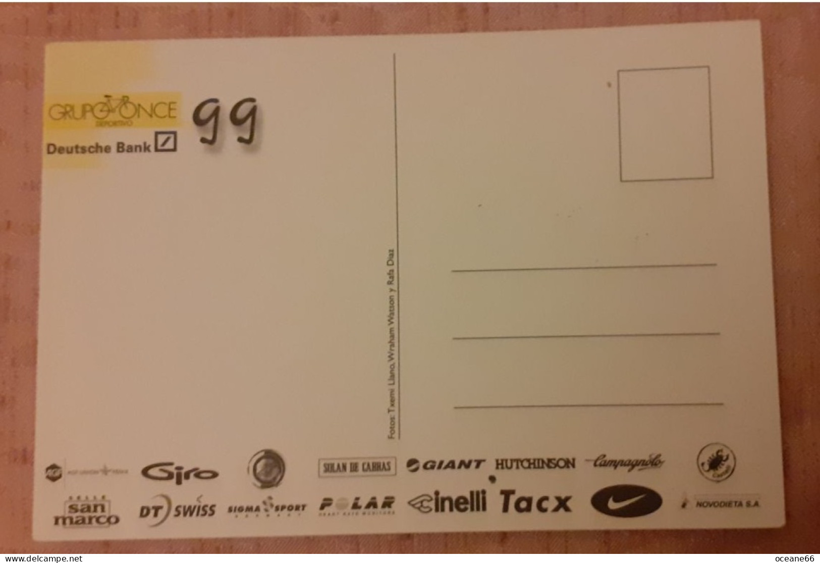 Autographe Rafael Diaz Justo Once Deutsche Bank 1999 Format 11 X 16 Cm - Cyclisme