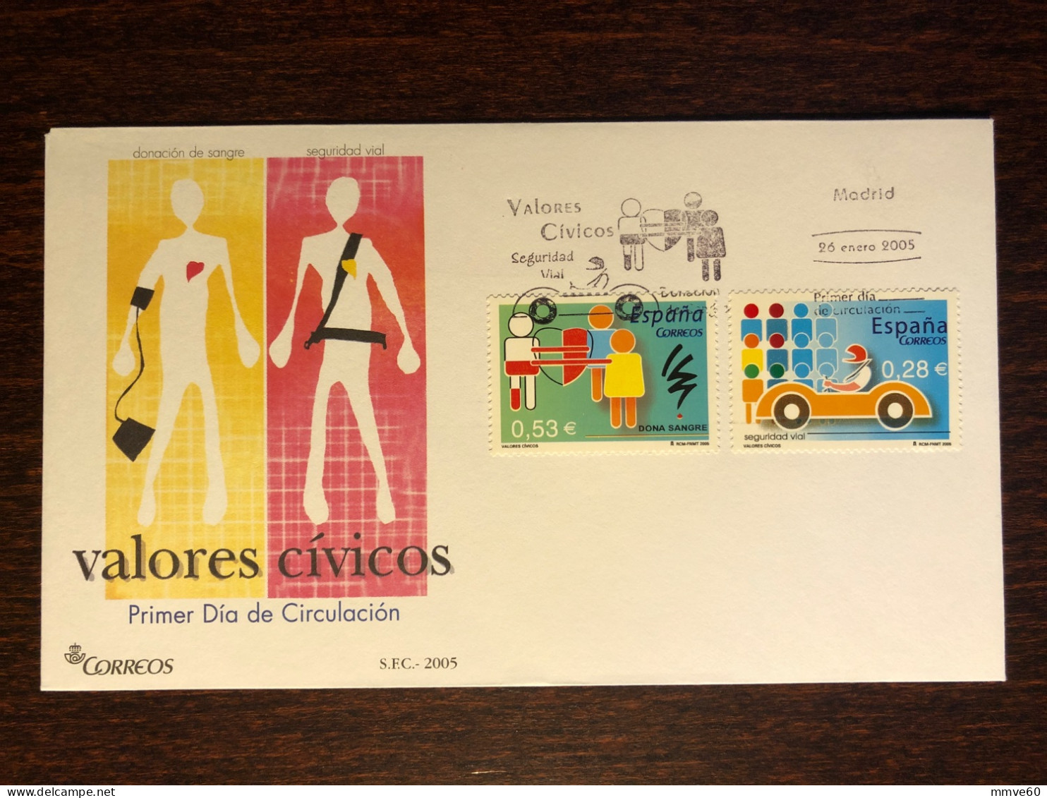 SPAIN FDC COVER 2005 YEAR BLOOD DONATION DONORS HEALTH MEDICINE STAMPS - FDC