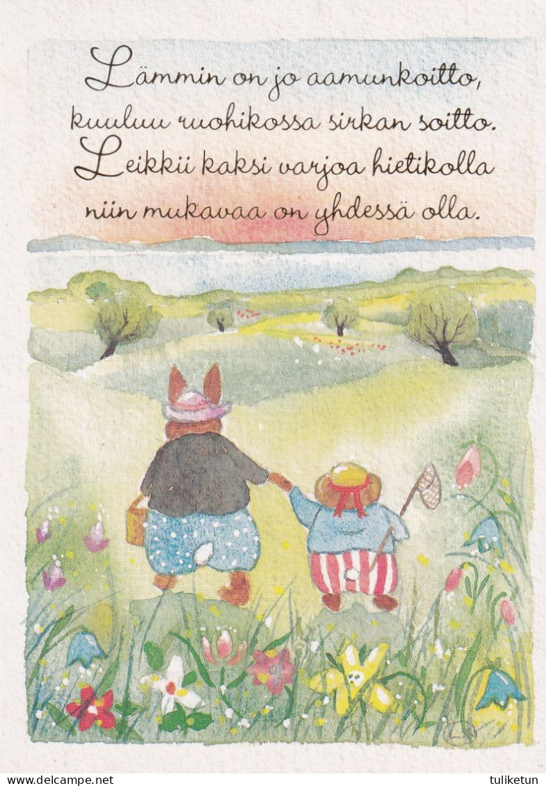 Postal Stationery - Bunny Walking With Her Mouse Friend - Red Cross 1993 - Suomi Finland - Postage Paid - Postwaardestukken