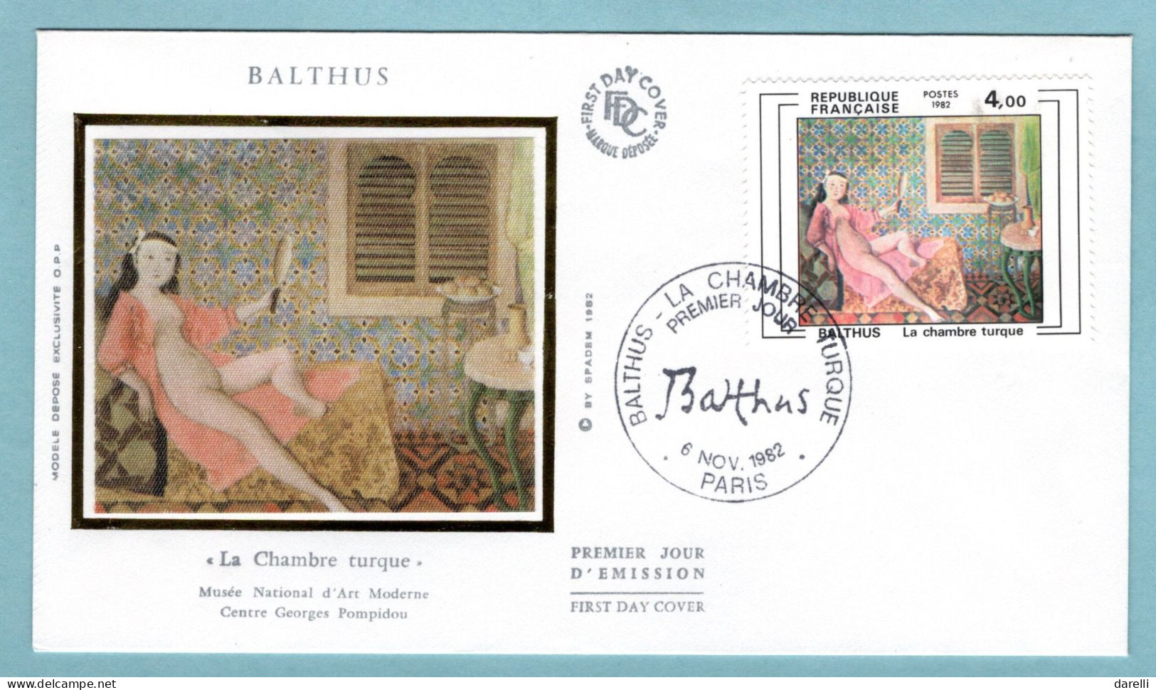 FDC France 1982 - Balthus - La Chambre Turque YT 2245 - Paris (soie) - 1980-1989