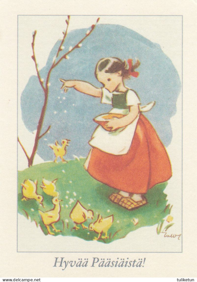 Postal Stationery - Girl Feeding Chicks - Happy Easter - Red Cross 2008 - Suomi Finland - Postage Paid - Entiers Postaux