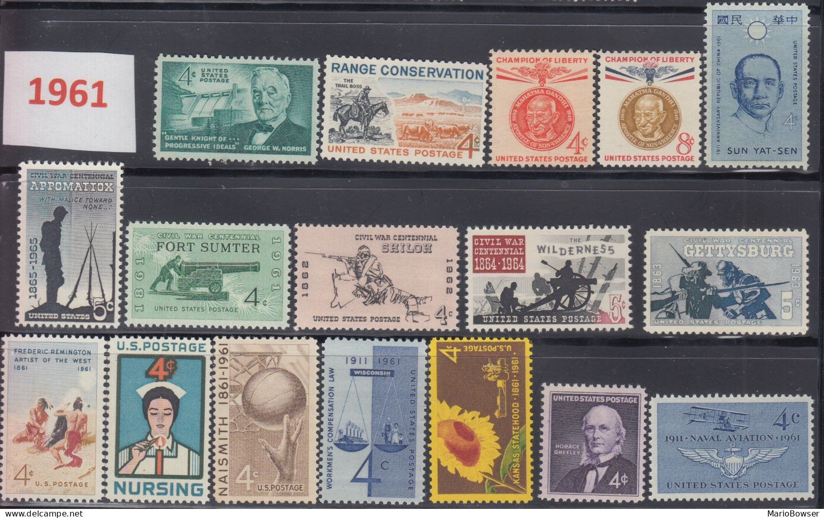 USA 1961 Full Year Commemorative MNH Stamps Set SC# 1174-1190 With 17 Stamps - Años Completos